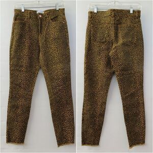 Current/Elliott Jeans Women's 26 Animal Print Spotted Cheetah Stiletto Raw Hem